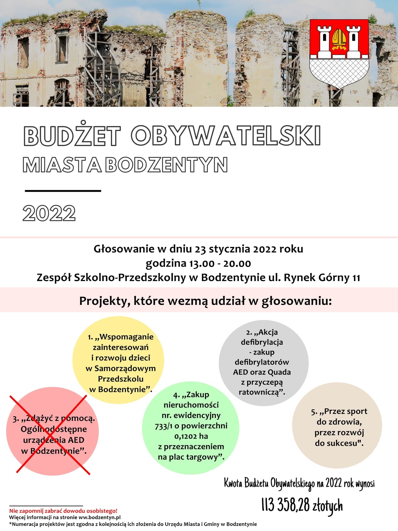 Zapraszamy do głosowania w ramach Budżetu Obywatelskiego Miasta Bodzentyn 2022